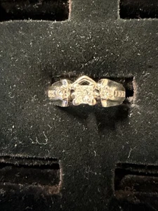 14K Weißgold runder Diamant Verlobung Hochzeit Set 3/8 Kt. TW 4,2 Gramm Größe 5 - Bild 1 von 7