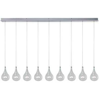 ET2 E23119-18 Larmes 9 Luces 5" Ancho Cromo Pulido Colgante Lineal Foto 1 de 2