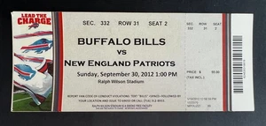 Boleto de los New England Patriots vs Buffalo Bills 2012 30/09/12 Brady 340 yardas 4 TD - Imagen 1 de 1