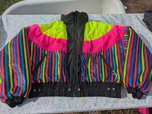 Chaqueta de diseño alpino vintage para mujer 14 L neón acolchado abrigo de esquí retro años 80 hecha en EE. UU. - Imagen 1 de 10