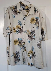 Boca Classics Men's Hawaiian Shirt XXL  Off White With Floral Print 100% Rayon - Picture 1 of 9