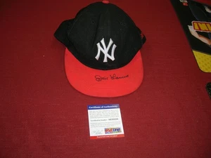 DON LARSEN SIGNED VINTAGE STYLE BLACK/RED HAT PSA CERT #AE33253 - Picture 1 of 4