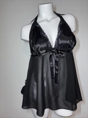 Juego Babydoll Frederick’s of Hollywood Negro Transparente Nuevo con Etiquetas XL Y2K Vintage Camisón Foto 1 de 4