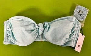 Shade and Shore Bikini Bade Oberteil Damen Gr. 36C hellblau Knoten vorne Bandeau NEU - Bild 1 von 6