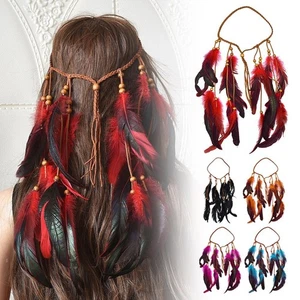 Feather Headband, New Retro Bohemian Long Tassel Women's Headwear A1K3 P1M3 - Picture 1 of 21