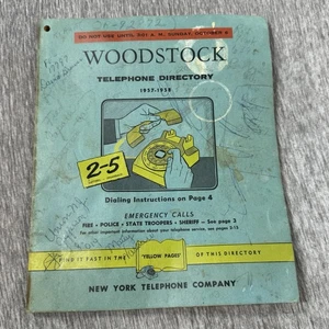 Vintage Woodstock, NY Telefonbuch Buch 1957-1958 New York Genealogie - Bild 1 von 13