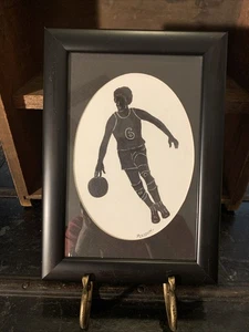 Mary Dezzutti Ink Silhouette “Basketball” Framed Art. 7.5”x10.5” - Picture 1 of 8