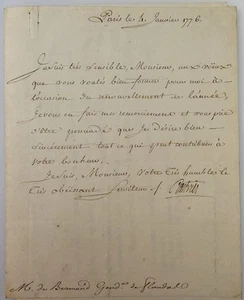 1776 SLA del marchese de Castries, futuro ministro navale che aiutò l'America Rev War - Foto 1 di 4