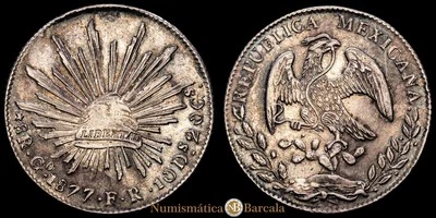  República de México 8 Reales (27,08 gramosg) 1877 Guanajuato F·R KM-377.8 XF - Image 1 of 4