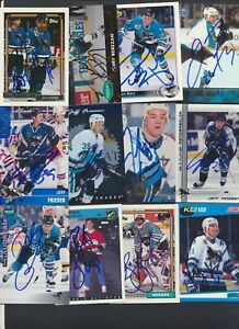 San Jose Sharks Autographed Lot of 24 NHL Hockey Cards  Ray Whitney Gaudreau +