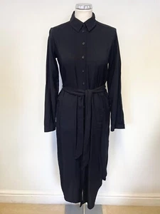 BRAND NEW WHISTLES BLACK COLLARED LONG SLEEVED BELTED SHIRT DRESS SIZE 8 - Picture 1 of 5
