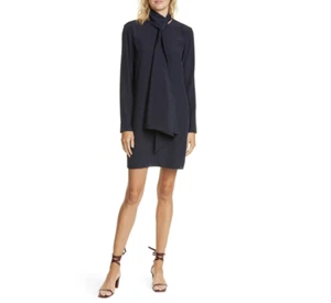 Tibi Navy Heavy Silk CDC Shift Dress, Size 4 - Picture 1 of 7
