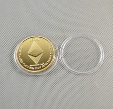Gold Plated Commemorative Collectible Golden Iron ETH Ethereum Miner Coin XNB01