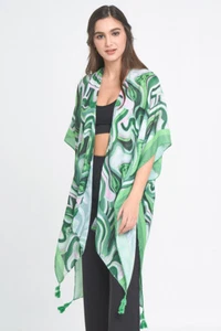 Cárdigan kimono Anthropologie para mujer estampado abstracto Resort Beach - Imagen 1 de 11