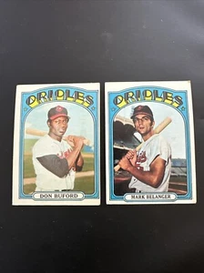 1972 Topps # 370 Buford and # 456 Belanger 2 Cards  Orioles EX - Picture 1 of 2