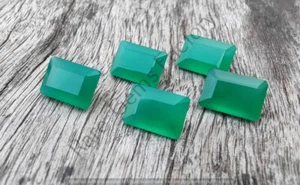Natural Green Onyx Rectangle Shape Faceted Cut Wholesale Gemstones For Crafting - Picture 1 of 10
