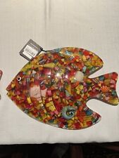Sobral Brazil Mosaic Fish Wall Art in Resin 11” x 9” New W/Tags Beautiful Colors