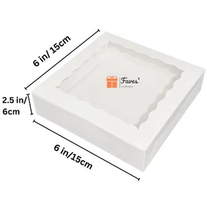 6 Zoll Keksdosen mit Fenster 6 x 6 x 2,5 Zoll weiß Party Leckerli Box Hochzeit Weihnachten - Bild 1 von 6