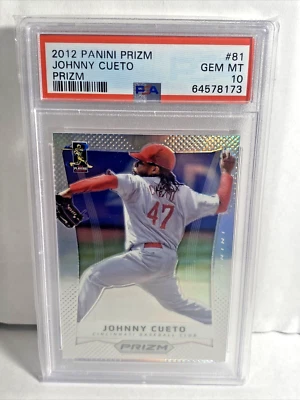 Tarjeta de novato de béisbol Johnny Cueto 2012 Panini Prizm PLATEADA primer año #81 PSA 10 Foto 1 de 2