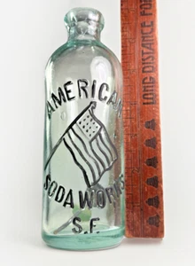 SELTENE AMERIKANISCHE SODA WORKS BLOB SAN FRANCISCO CALI FLAGGE BILD STALLFLASCHE WOW - Bild 1 von 23