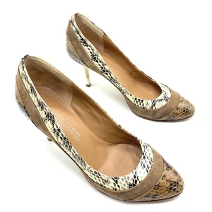 Latitude Femme Suede Snakeskin Leather Stiletto Heels Size 38 Academia - Picture 1 of 12