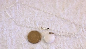 Halskette mit Anhänger, Schneequarz Herz, Sterling Silber Kette - Bild 1 von 6