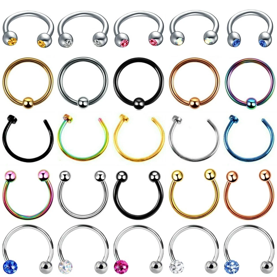 NASENPIERCING NASEN PIERCING NASENRING RING EDELSTAHL HUFEISEN BCR FERIDO TRAGUS - Bild 1 von 1