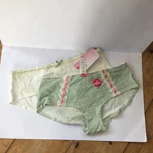 2 Pack Low Rise Short Knickers Light Green Mix Size 10 M&S New - Picture 1 of 9