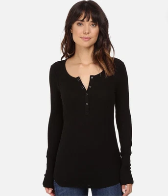 Nuevo sin etiquetas Splended Forever Thermal Henley para mujer S gofre negro Foto 1 de 4
