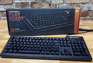 Cyberpower PC Play Ready 01 NOHI LED Wired Gaming Keyboard Black - Picture 1 of 2