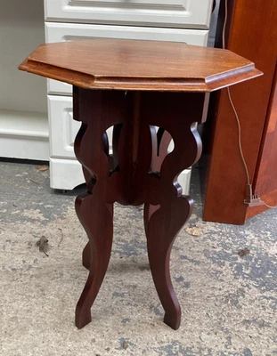 Vintage Style Unusual Brown Wooden Octagonal 8 Sided Side End Display Table - Image 1 of 4