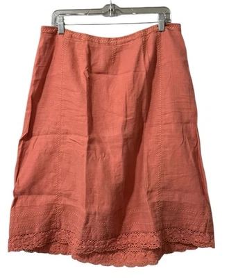 Falda midi de lino J.Jill talla 16 lino ganchillo bordado cremallera lateral resorte Foto 1 de 4