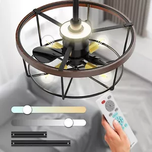 21" Caged Ceiling Fan with Lights and Remote Control (4x E26 LED Bulb Required) - Picture 1 of 12