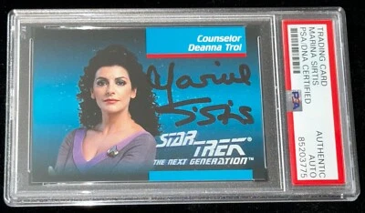 Marina Sirtis "Deanna Troi" 1992 STAR TREK TNG Signed Auto Rookie Card (RC) PSA - Image 1 of 3