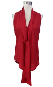 SHEIKE Vintage Red Sheer Crepe Tie Up Top. Size 8. GUC - Picture 1 of 10