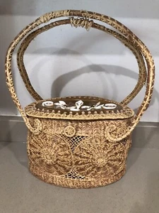 Vintage Pine Needle Purse Basket - Picture 1 of 10