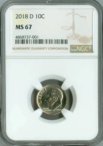 2018 D Roosevelt Dime NGC MS67 - ECC Cover