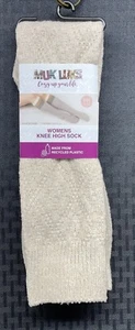 SIZE 6-11 | WOMENS' MUK LUKS KNEE HIGH DIAMOND COZY SOCKS 1 PAIR - BEIGE - Picture 1 of 7