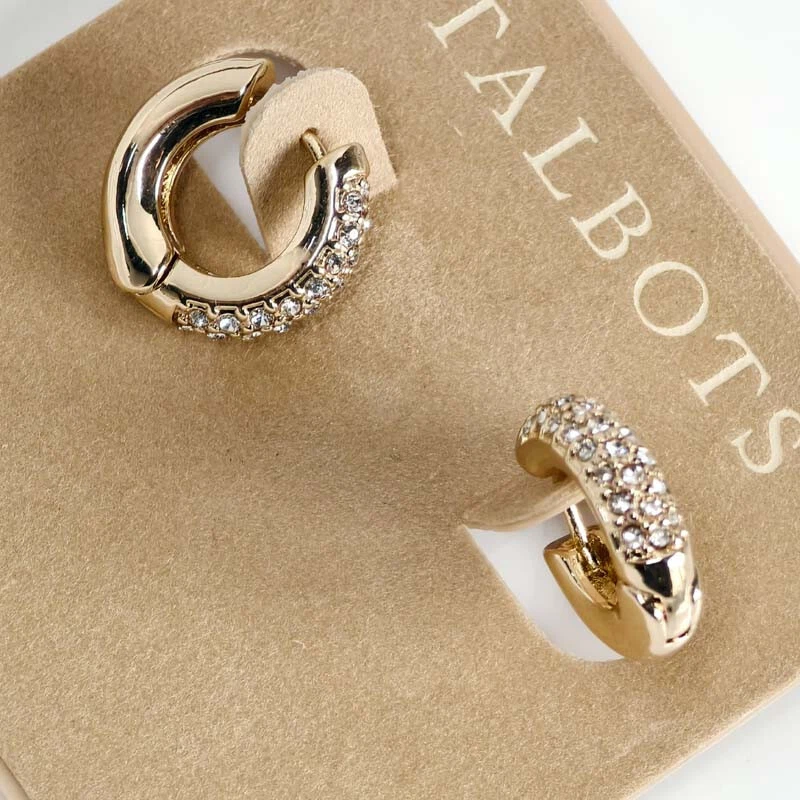 New Talbots Rhinestone Hoop Earrings Gift Fashion Women Party Holiday Jewelry — 第 1/1 张图片