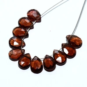 7.40cts Natural Red Garnet Faceted Pear 11 pcs Beads Loose Gemstone Size 7x5mm - Picture 1 of 5