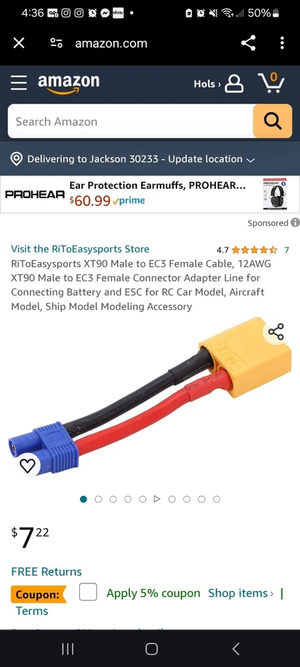 AMASS XT90 Female to EC5 Male Conversion Adapter for RC LiPo Battery Heavy Duty - Image 1 of 1