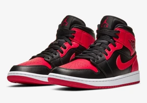 Nike Air Jordan 1 Mid Banned (2020) Size 9 554724-074 Red Black - Picture 1 of 6
