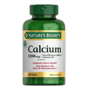 Nature's Bounty Calcium + Vitamin D3 Softgels, 1200 Mg, 120 Ct Expiration 08/26 - Picture 1 of 6
