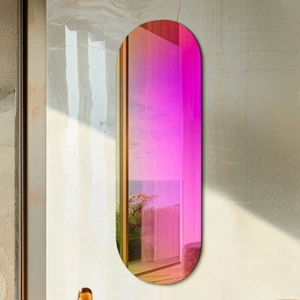 Neon länglicher Regenbogen Wandspiegel bunt Deko Spiegel Schlafzimmer Wohnzimmer - Bild 1 von 15
