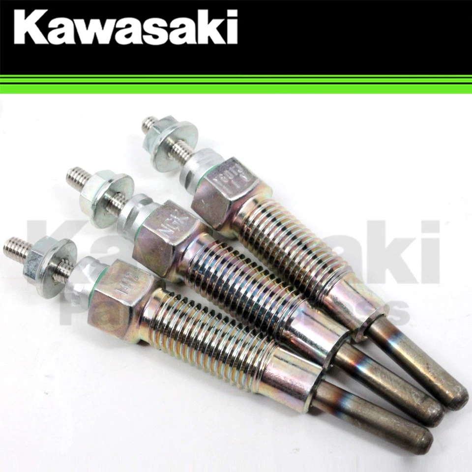 NEW 2000-2013 GENUINE KAWASAKI MULE 4010 3010 2510 3 PACK GLOW PLUGS 49036-0001 - Image 1 of 1