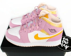 Nike Air Jordan 1 Retro Mid SE Cherry Blossom Pink Yellow GS UK 3 4 5 6 7 US Neu - Bild 1 von 12