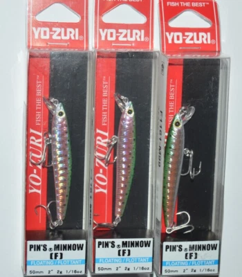 3 señuelos yo zuri pins minnow flotante 2" 1/16 oz f1161-m99 trucha arco iris Foto 1 de 4