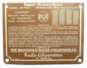 CONSOLA BRUNKSWICK 3NW8 / RCA RADIOLA AR-764: MODELO SUPERHETERODINA AR-764 - Imagen 1 de 4