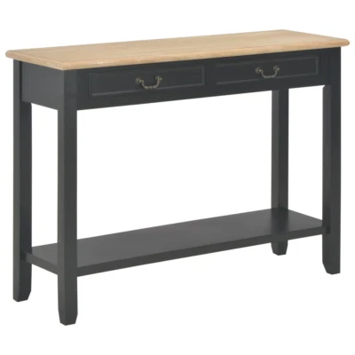 NNEVL Console Table Black 110x35x80 cm Wood - Image 1 of 4