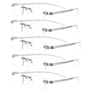 5xRimless TR90 Elastic Reading glasses Ultralight Reader +50 +75 +1.0 +1.25~+4.0 - Picture 1 of 8